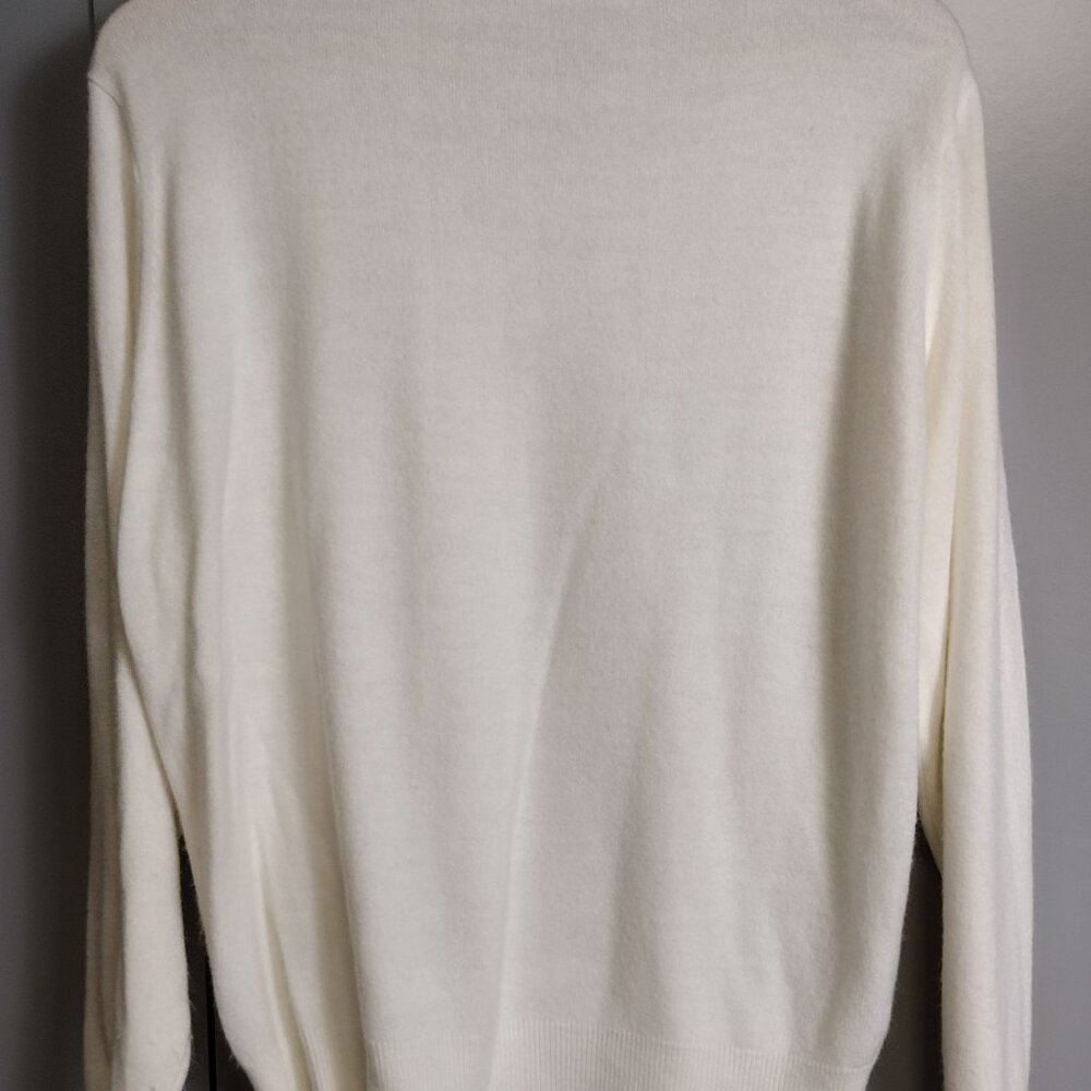 DUVET USA Ivory Pearl Shoulder Sweater XL Mock Neck Knit - Picture 9 of 11